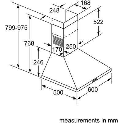 Bosch DWP64BC50B Series 2 60cm Pyramid Chimney Cooker Hood - Stainless Steel - Thumbnail 2