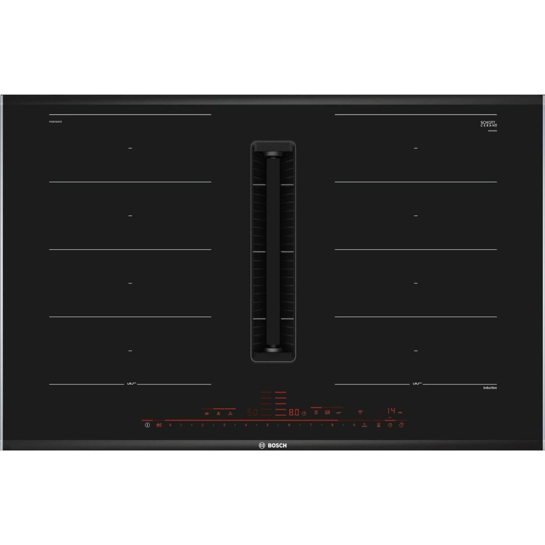 Bosch PXX875D67E Series 8 80cm Venting Hob Black glass - Image 1