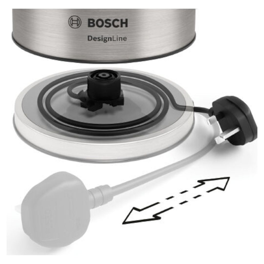 BOSCH DesignLine Ergo TWK5P480GB Cordless Jug Kettle - Black & Silver, Black,Silver/Grey - Image 1