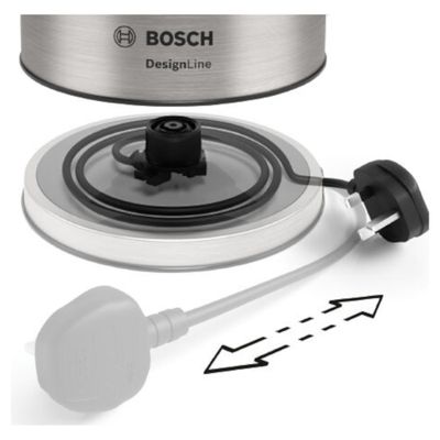 BOSCH DesignLine Ergo TWK5P480GB Cordless Jug Kettle - Black & Silver, Black,Silver/Grey