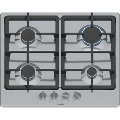Bosch Series 4 60cm 4 Burner Gas Hob - Stainless Steel - Thumbnail 1