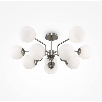 Maytoni Erich ceiling lamp, nickel-coloured, glass/metal, 10-bulb - Thumbnail 2