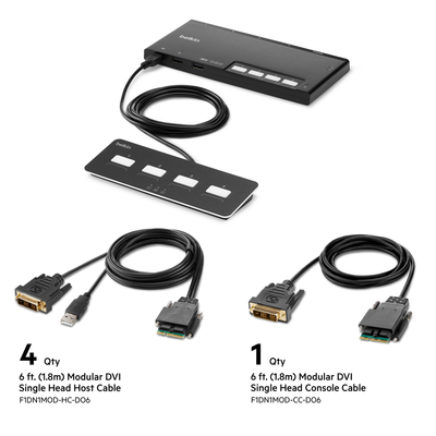 Belkin F1DN104MOD-DD-4 KVM switch Black
