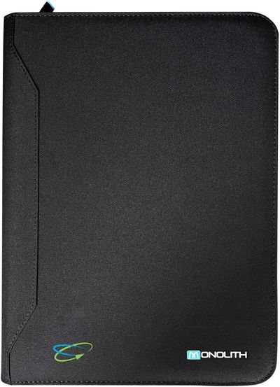 Monolith Blueline Zipped w/Ring Binder Conference Folder A4 Black 3352