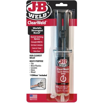 J-B Weld ClearWeld epoxy syringe 14 ml, cures clear in 1 hour - Neutral