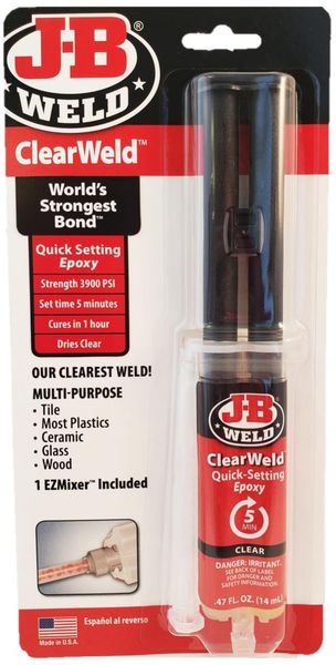 J-B Weld ClearWeld epoxy syringe 14 ml, cures clear in 1 hour - Neutral - Thumbnail 3