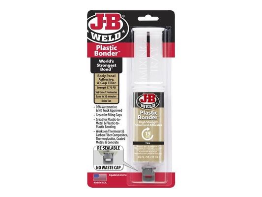 J-B Weld PlasticBonder Syringe Tan 25ml - Thumbnail 2
