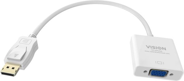 Vision TC-DPVGA video cable adapter 0.22 m VGA (D-Sub) DisplayPort White - Thumbnail 2