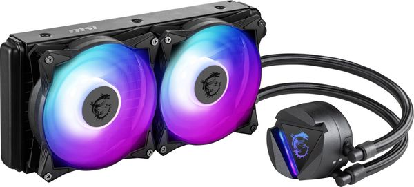 MSI MAG CORELIQUID 240R V2 Liquid CPU Cooler '240mm Radiator 2x 120mm ARGB PWM Fan ARGB lighting Center Supported Compatible with Intel and AMD Platforms Latest LGA 1700 ready'