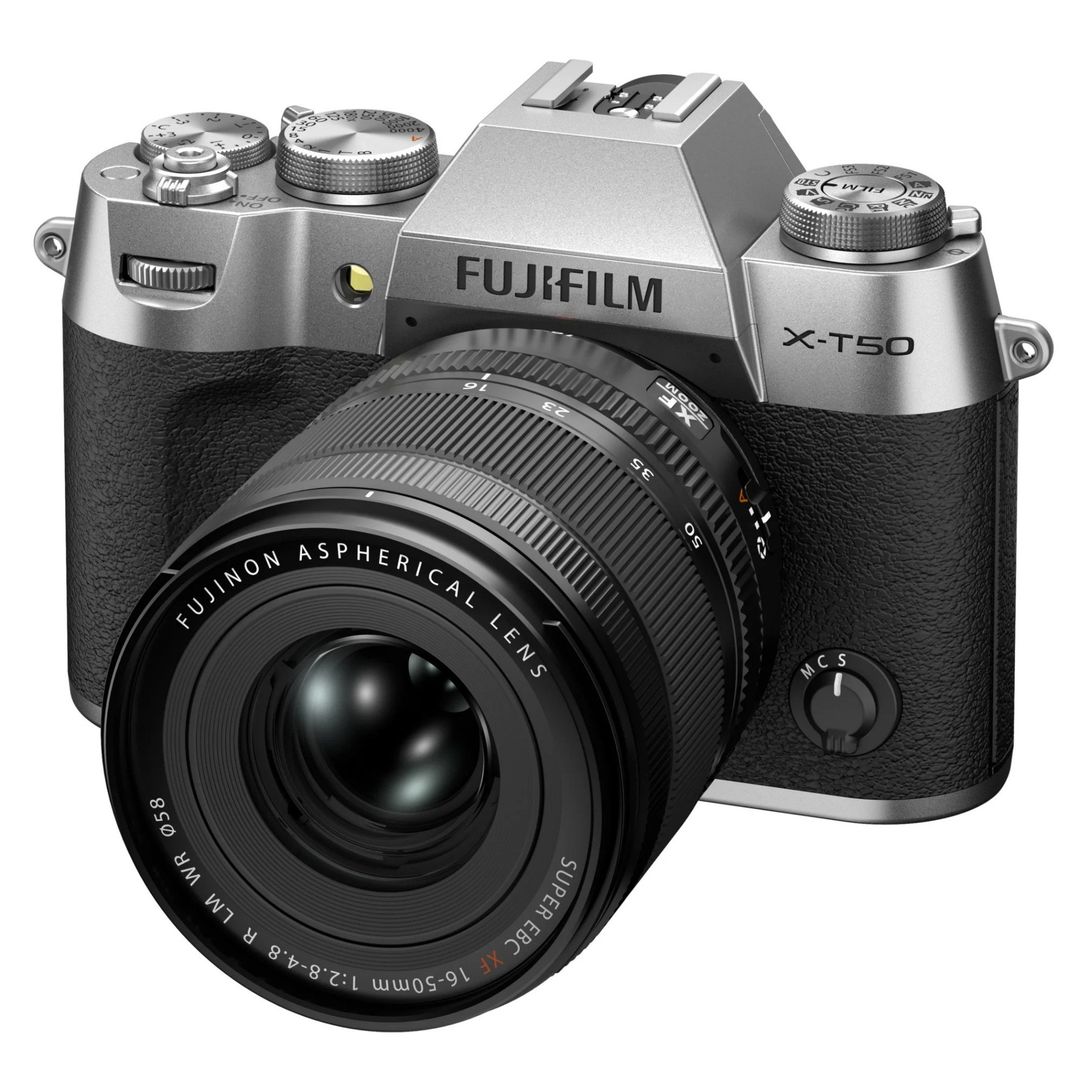 FUJIFILM X-T50 Mirrorless Camera with FUJINON XF 16-50 mm f/2.8-4.8 R LM WR Lens - Silver, Silver/Grey - Image 1