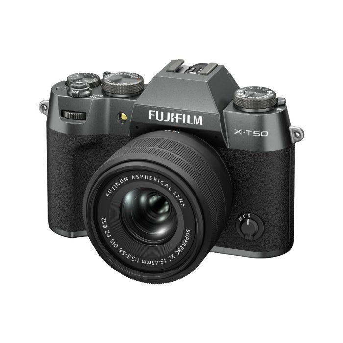 FUJIFILM X-T50 Mirrorless Camera with FUJINON XC 15-45 mm f/3.5-5.6 OIS PZ Lens - Charcoal Silver, Silver/Grey - Image 1