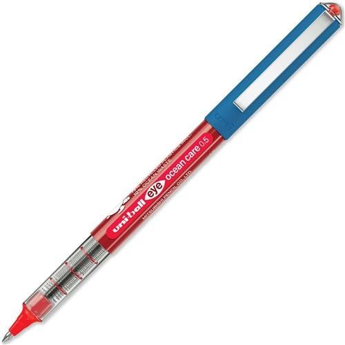uni-ball Eye Micro UB-150ROP Ocean Care Liquid Ink Rollerball Pen 0.5mm Tip 0.3mm Line Red (Pack 12) - 299271000 - Image 1