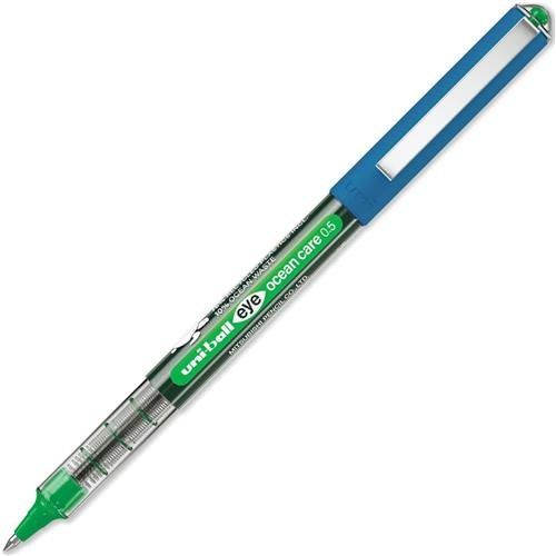 uni-ball Eye Micro UB-150ROP Ocean Care Liquid Ink Rollerball Pen 0.5mm Tip 0.3mm Line Green (Pack 12) - 299289000 - Image 1