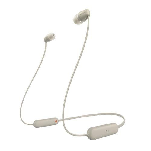 SONY WI-C100 Wireless Bluetooth Earphones - Taupe, Cream - Image 1