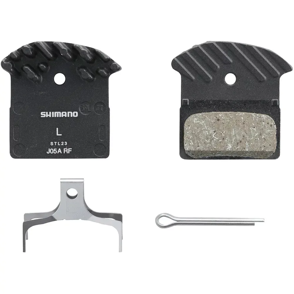 Shimano J05A-RF Disc Pads and Spring Alloy Backed with Cooling Fins Single Pack Resin - Image 1