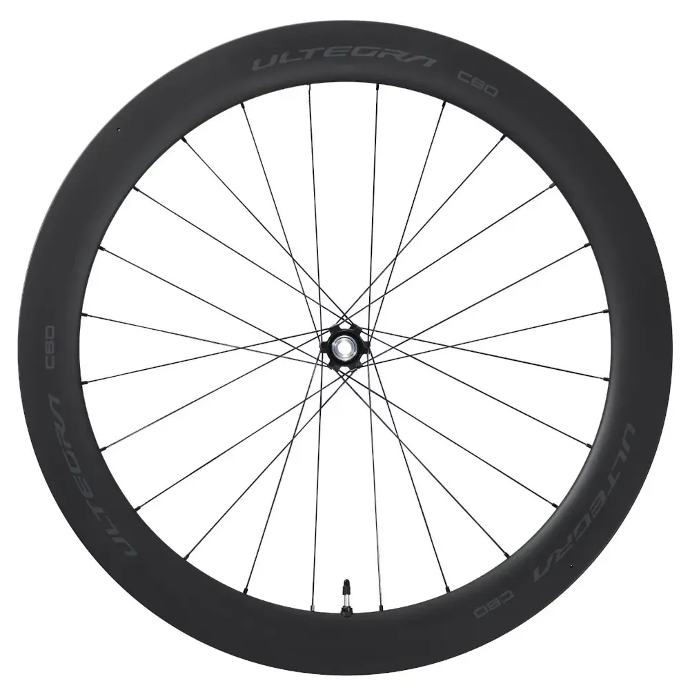 Shimano Ultegra R8170 C60 TL Disc Carbon Clincher 60mm 700c Front Road Wheel 12x100 E-Thru Black - Image 1