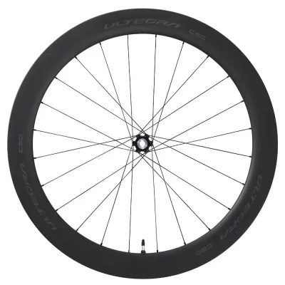 Shimano Ultegra R8170 C60 TL Disc Carbon Clincher 60mm 700c Front Road Wheel 12x100 E-Thru Black