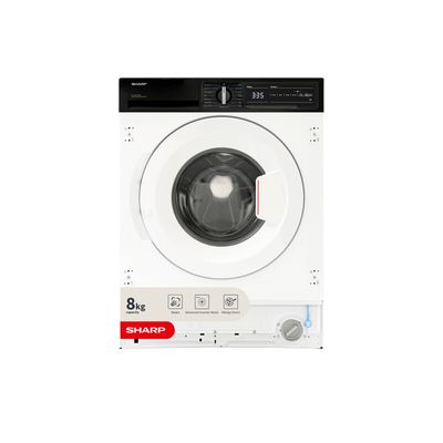 SHARP ES-NIH814BWA-EN Integrated 8 kg 1400 Spin Washing Machine - White, White