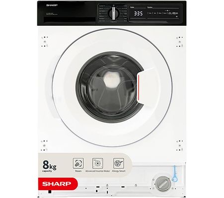 SHARP ES-NIH814BWA-EN Integrated 8 kg 1400 Spin Washing Machine - White, White - Thumbnail 2