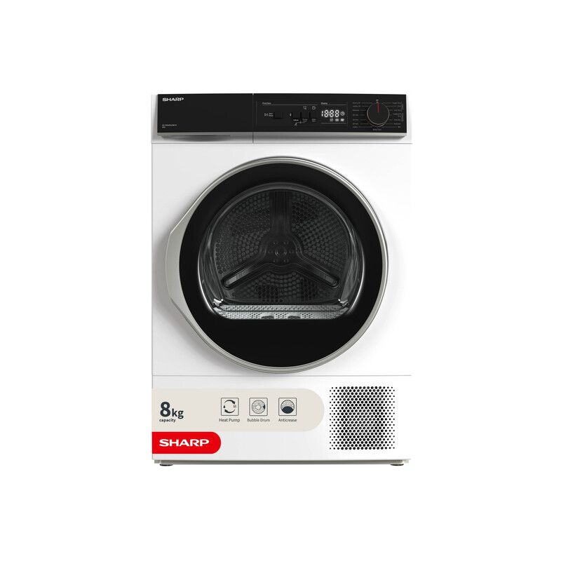 SHARP KD-NHA8S6GW1D-EN 8 kg Heat Pump Tumble Dryer - White, White - Image 1
