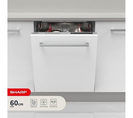 SHARP QW-NI1FI47D3X-EN Full-size Fully Integrated Dishwasher, White - Thumbnail 2