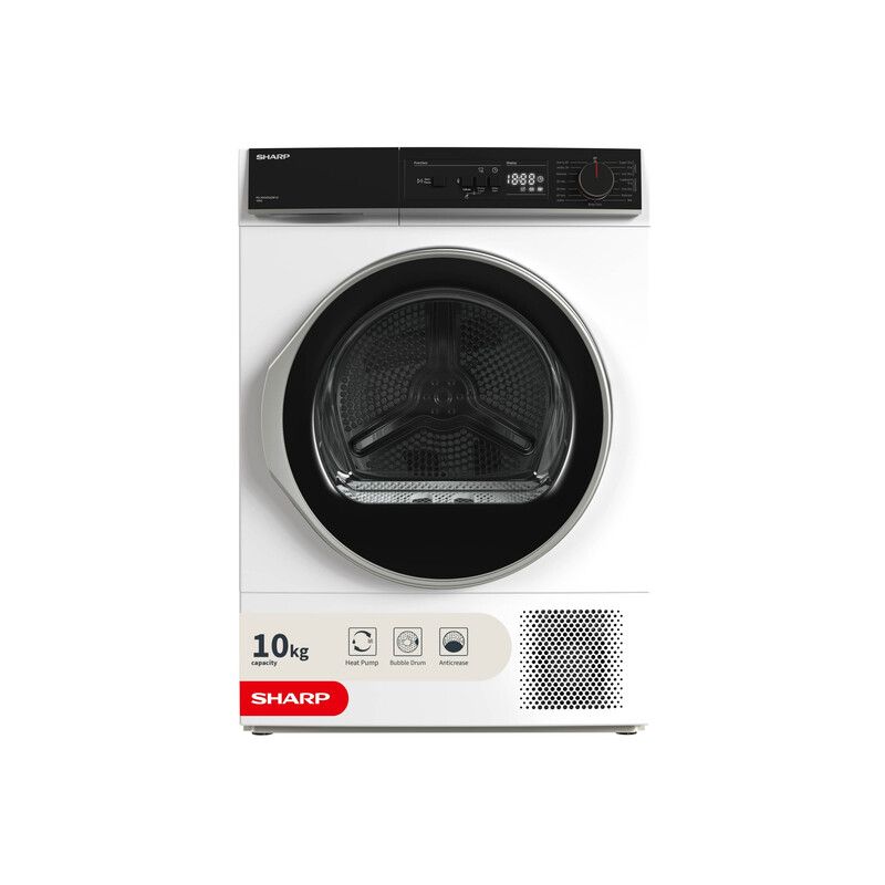 SHARP KD-NHA0S6GW1D-EN 10 kg Heat Pump Tumble Dryer - White, White - Image 1