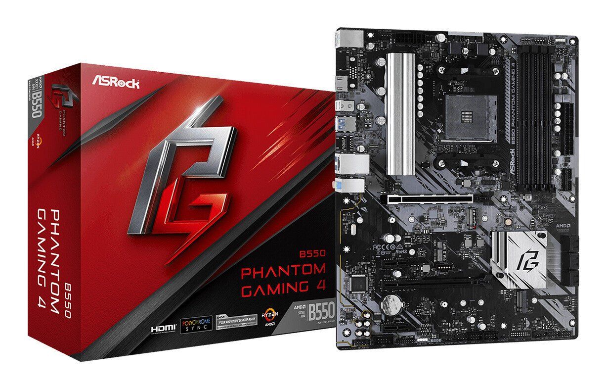 Asrock B550 Phantom Gaming 4 AMD B550 Socket AM4 ATX - Image 1