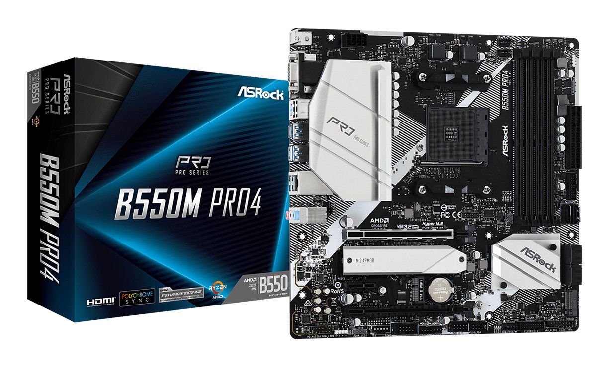 Asrock B550M Pro4 AMD B550 Socket AM4 micro ATX - Image 1