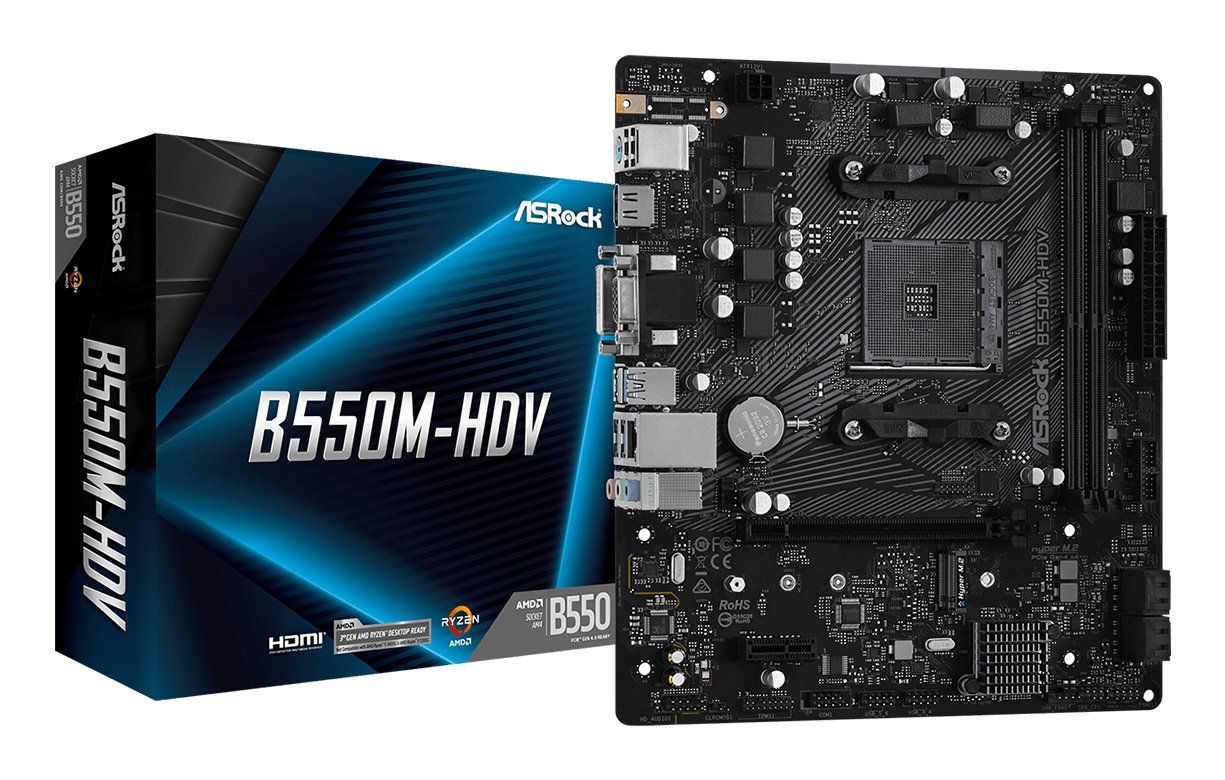 Asrock B550M-HDV AMD B550 Socket AM4 micro ATX - Image 1