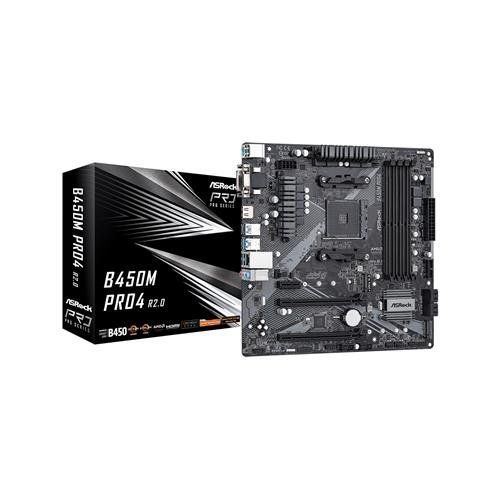 Asrock B450M Pro4 R2.0 AMD B450 Socket AM4 micro ATX - Image 1