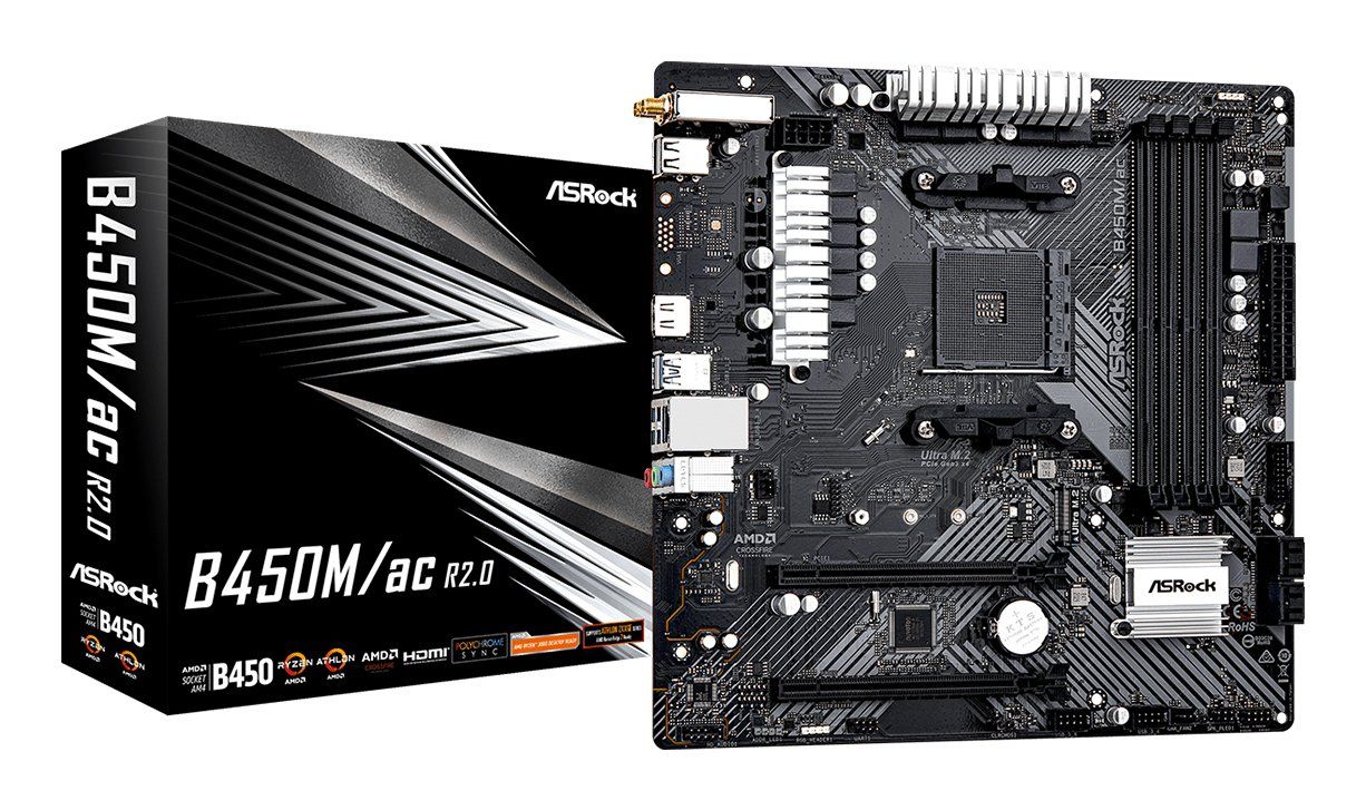Asrock B450M/ac R2.0 AMD B450 Socket AM4 micro ATX - Image 1