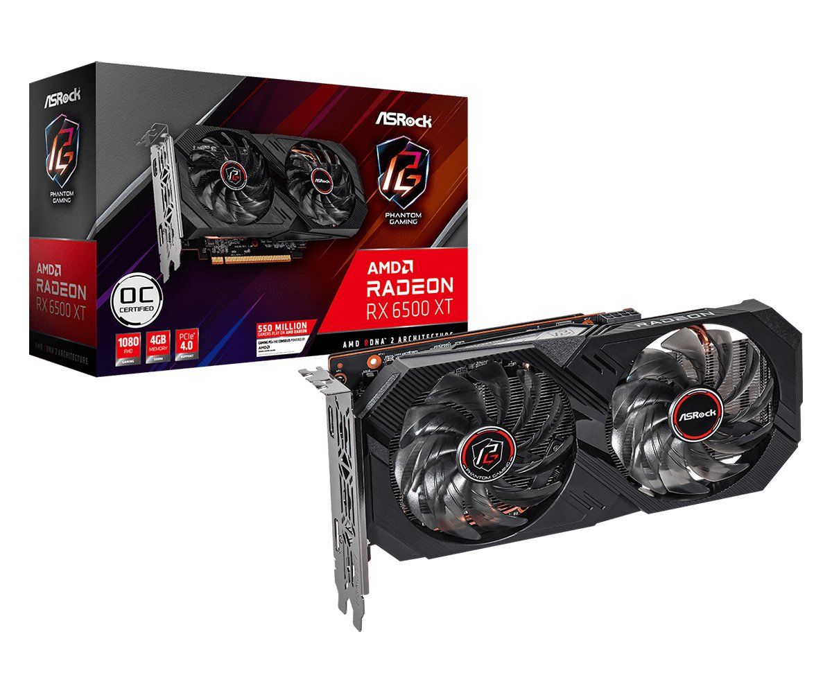 Asrock Phantom Gaming RX 6500 XT 4GB OC AMD Radeon RX 6500 XT GDDR6 - Image 1