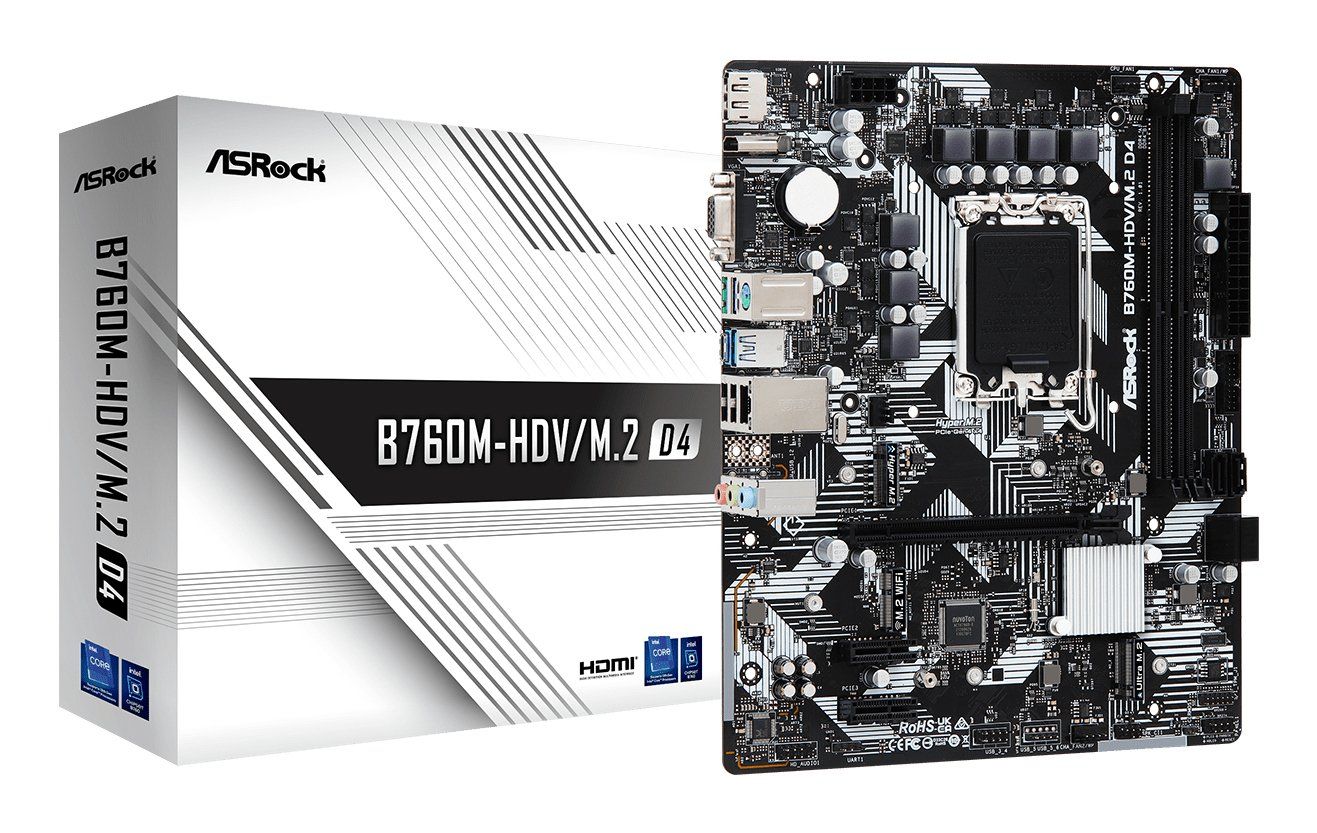 Asrock B760M-HDV/M.2 D4 Intel B760 LGA 1700 micro ATX - Image 1