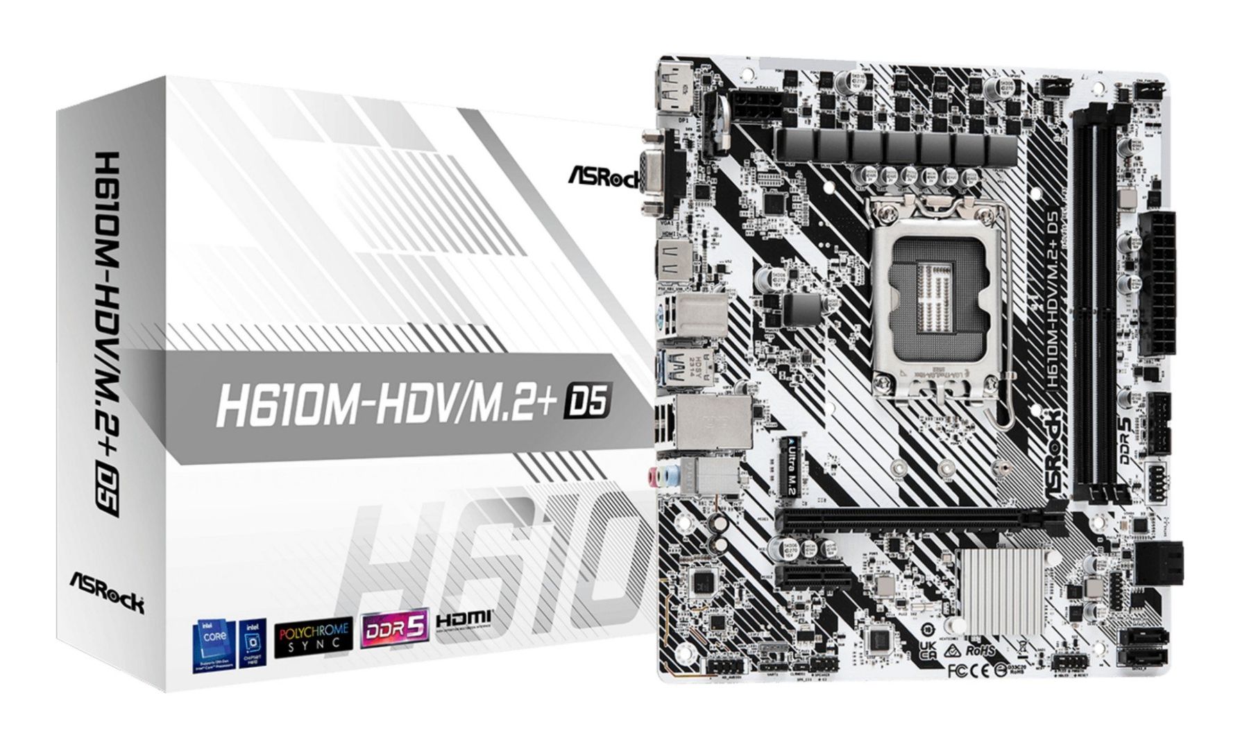 Asrock H610M-HDV/M.2+ D5 Intel H610 LGA 1700 micro ATX - Image 1