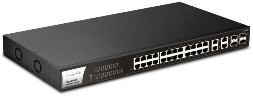 DrayTek P1282 Managed Gigabit Ethernet (10/100/1000) Power over Ethernet (PoE) 1U Black - Image 1