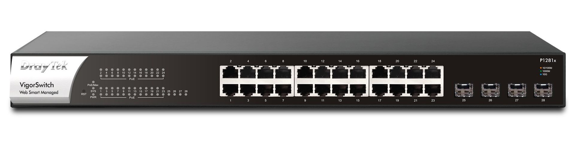 DrayTek VSP1281X-K network switch Managed L2 Gigabit Ethernet (10/100/1000) Power over Ethernet (PoE) 1U Black - Image 1