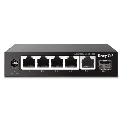 DrayTek VSQ60X-K network switch Unmanaged L2 2.5G Ethernet (100/1000/2500) Black - Thumbnail 2