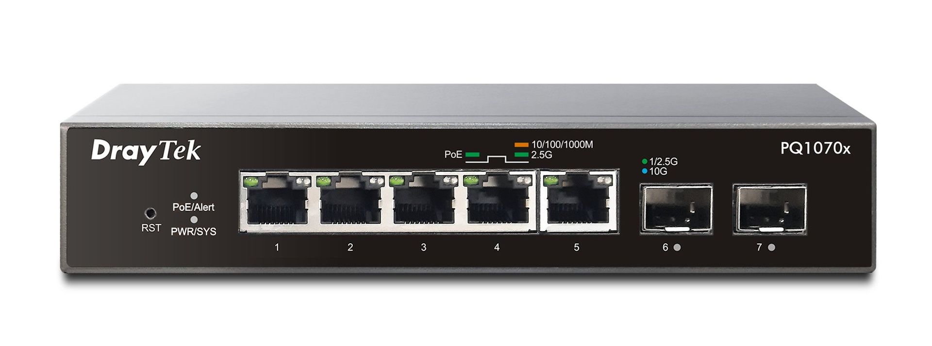 DrayTek PQ1070x Managed L2 2.5G Ethernet (100/1000/2500) Power over Ethernet (PoE) Black - Image 1