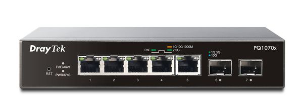 DrayTek PQ1070x Managed L2 2.5G Ethernet (100/1000/2500) Power over Ethernet (PoE) Black