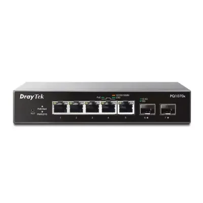 DrayTek PQ1070x Managed L2 2.5G Ethernet (100/1000/2500) Power over Ethernet (PoE) Black - Thumbnail 2