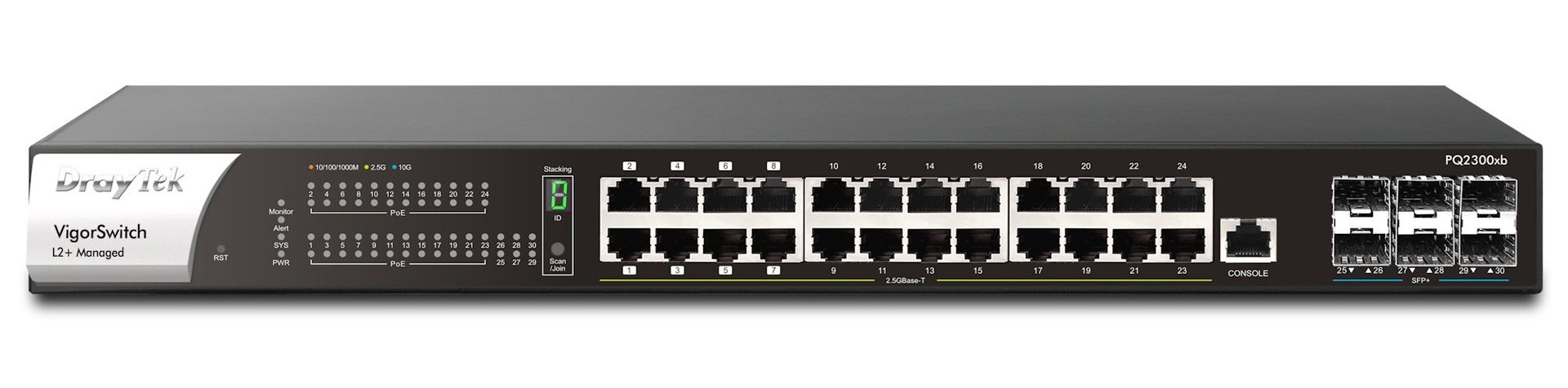DrayTek PQ2300XB Managed L2+ 2.5G Ethernet (100/1000/2500) Power over Ethernet (PoE) 1U Black - Image 1