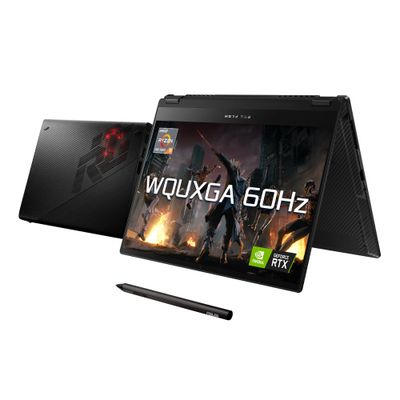 ASUS ROG Flow X13 GV301QE-K5121R AMD Ryzen 9 5980HS Hybrid (2-in-1) 34 cm (13.4") Touchscreen WQUXGA 16 GB LPDDR4x-SDRAM 1 TB SSD NVIDIA GeForce RTX 3050 Ti Wi-Fi 6 (802.11ax) Windows 10 Pro Black