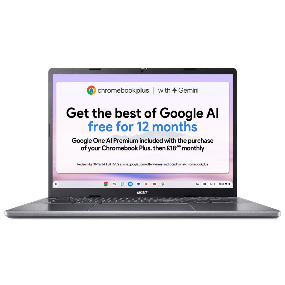 Acer Chromebook Plus 514 CB514-3H - AMD Ryzen 5 7520C 8GB 256GB SSD 14" WUXGA Google Chrome OS Iron AMD Ryzen 5 2.8 GHz 35.6 cm (14") 1920 x 1200 pixels 8 GB 256 GB - Image 1