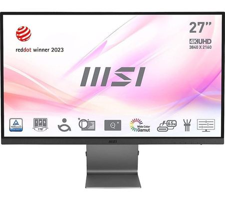 MSI Modern MD271UL 27 Inch Monitor UHD (3840 x 2160) 60Hz IPS 4ms Adaptive-Sync 2x HDMI DisplayPort USB Type-C Anti-Glare Anti-Flicker Less Blue light TV Certified Kensington Grey