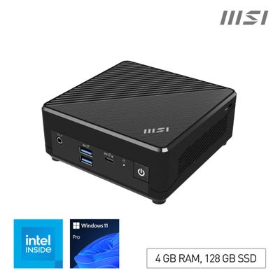 MSI Cubi N ADL Intel N100 Desktop PC NUC SFF Mini Computer HTPC (4GB RAM 128GB SSD Windows 11 PRO) UHD Graphics/Type C/HDMI/DisplayPort/Dual LAN/WiFi 5/BT 5.1/VESA