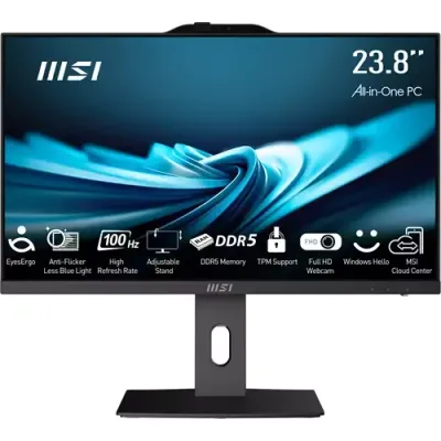MSI Pro AP242P 14M Intel Core i5 14400 All in One PC (8GB RAM 512GB SSD Windows 11PRO) 23.8 Inch IPS Screen/UHD Graphics/Type-C/USB/LAN/HDMI/DP/WiFi 6E/BT 5.3/VESA