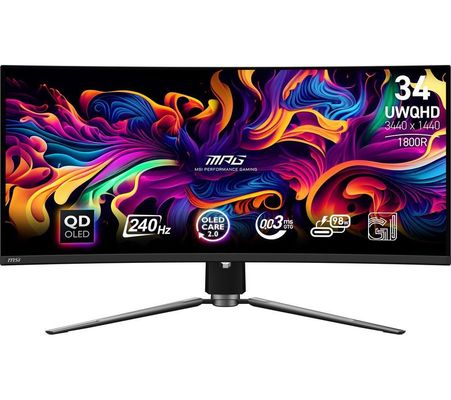 MSI MPG 341CQPX QD-OLED computer monitor 86.4 cm (34") 3440 x 1440 pixels UltraWide Quad HD Black