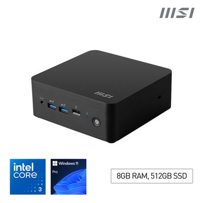 MSI Cubi NUC 1M Intel Core 3 100U Desktop PC NUC SFF Mini Computer HTPC (8GB RAM 512GB Storage Windows 11 PRO) Intel Graphics/DDR5/Dual ThunderBolt 4/Dual HDMI/Dual LAN/WiFi 6E/BT 5.3/VESA