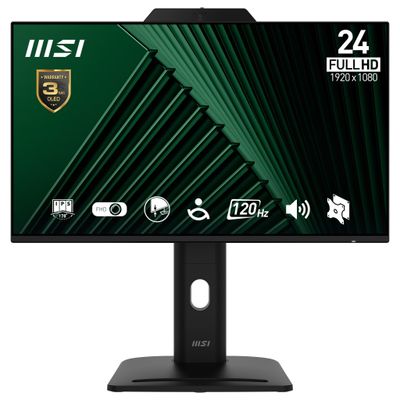 MSI Pro MP242PMG 23.8 Inch Monitor FHD (1920 x 1080) 120Hz IPS 1ms 1x HDMI 1.4b 1x DP 1.2a 1x D-Sub(VGA) 2xUSB 5Gbps Type-A 1x USB 5Gbps Type-B Built-in Speakers Webcam Anti-Glare Anti-Flicker Less Blue light TV Certified VESA Kensi - Thumbnail 2