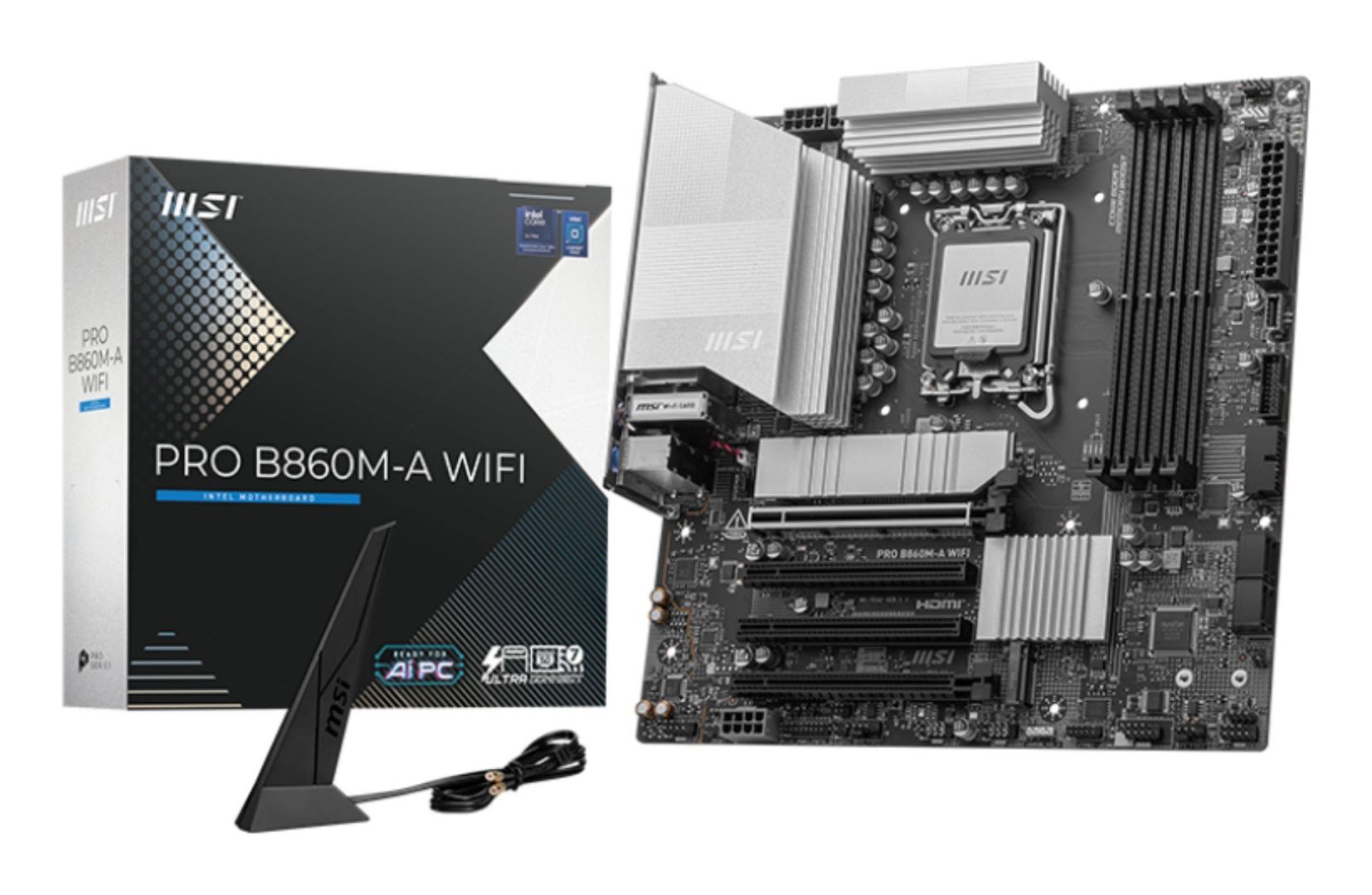 MSI PRO B860M-A WIFI Motherboard ,Intel B860 LGA 1851 (Socket V1), Micro ATX - Image 1